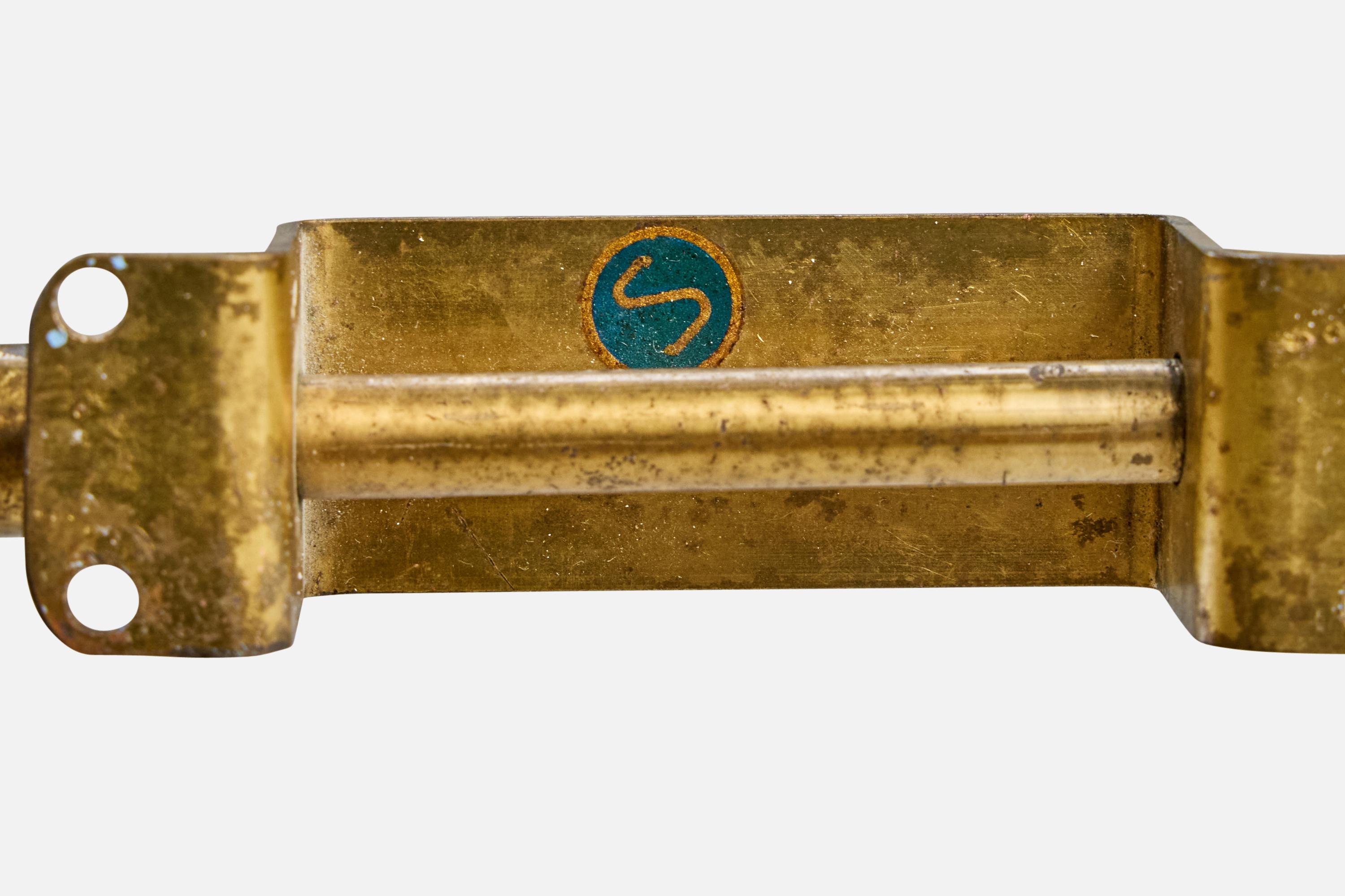 Swedish Designer, Wall Light, Brass, Sweden, 1940s For Sale 4