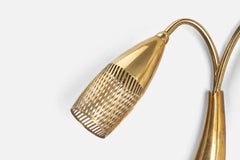 Swedish Designer, Wall Light, Brass, Sweden, 1950s