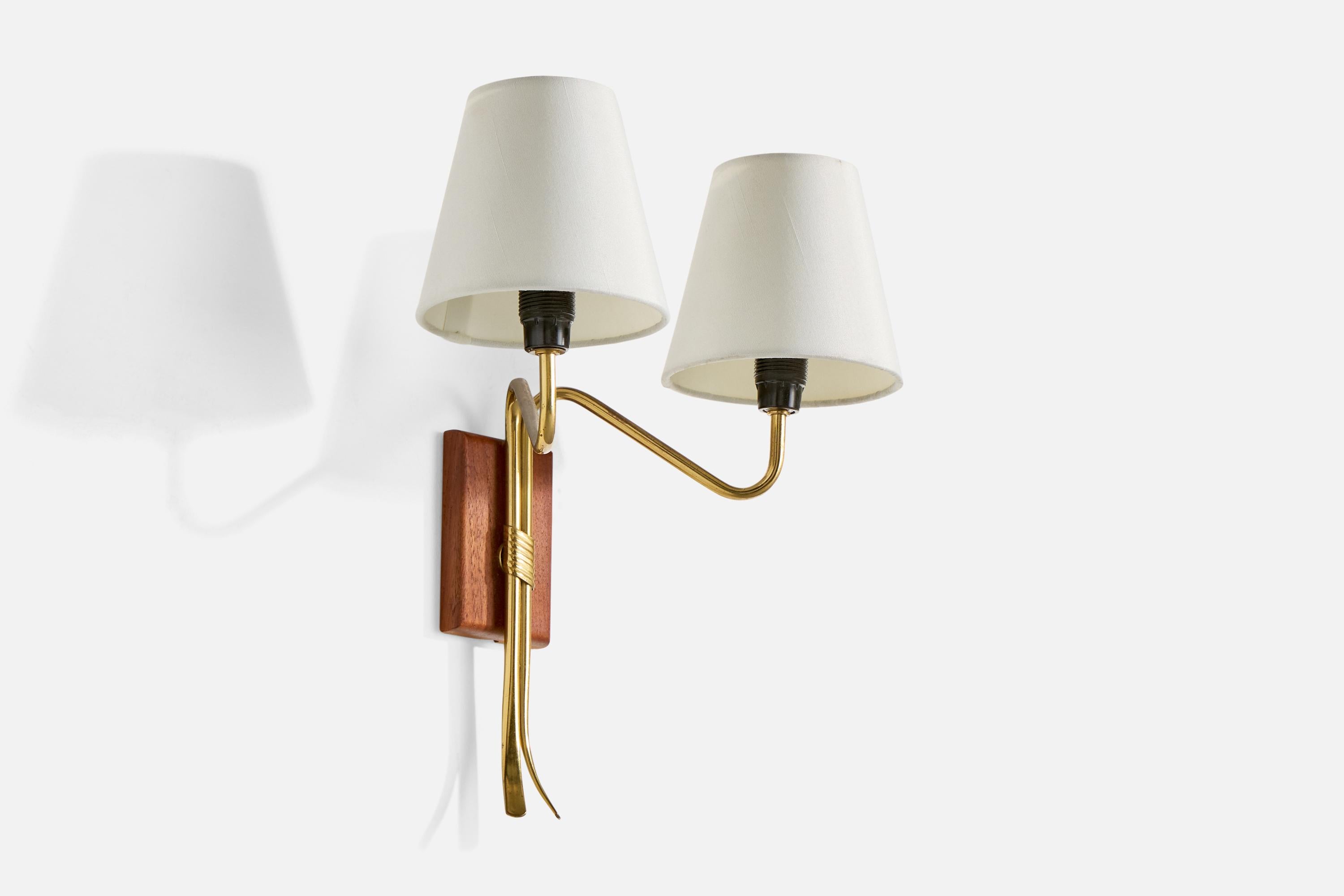 Mid-Century Modern Design/One, Design-Light, laiton, teck, tissu, Suède, années 1950 en vente