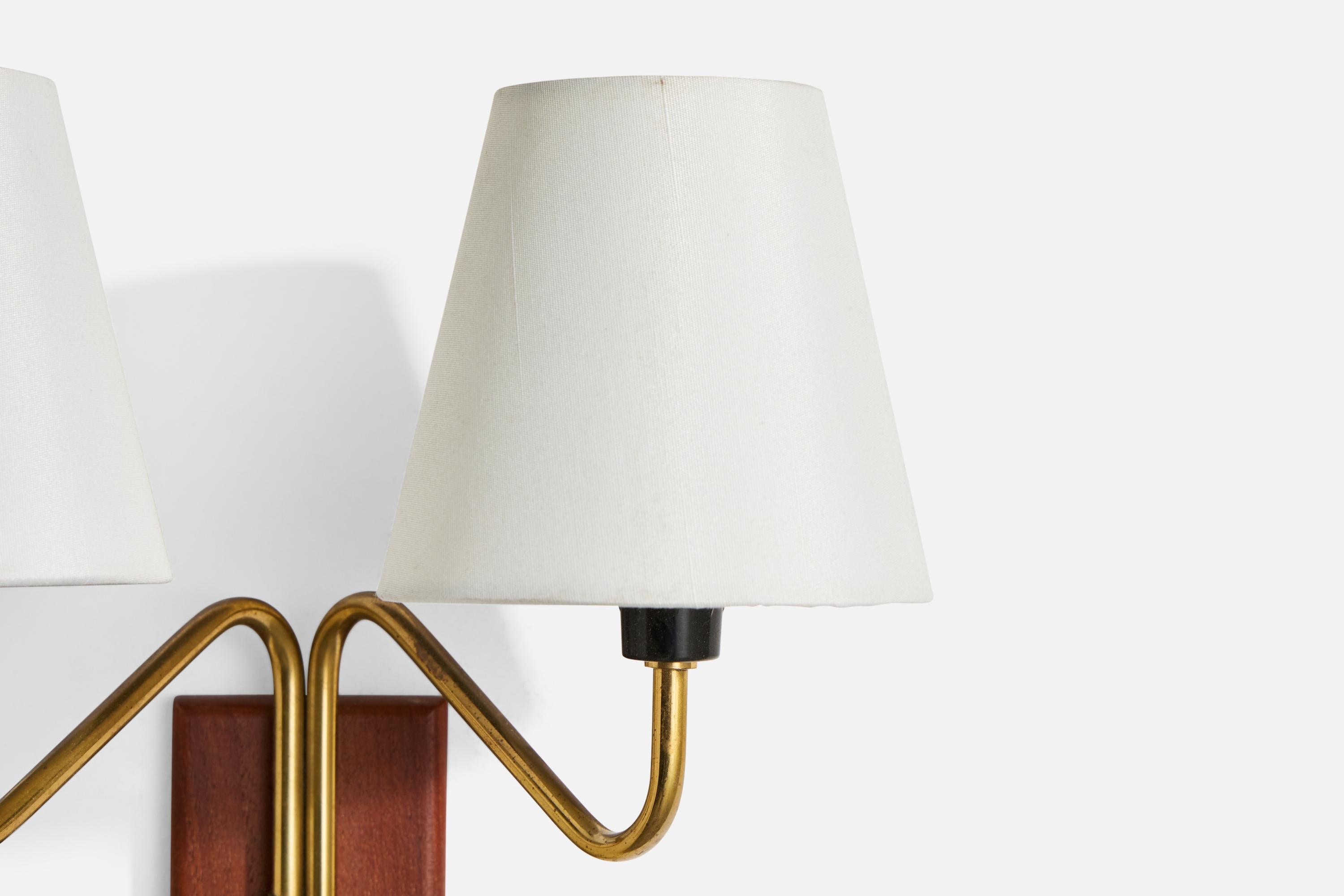 Laiton Design/One, Design-Light, laiton, teck, tissu, Suède, années 1950 en vente