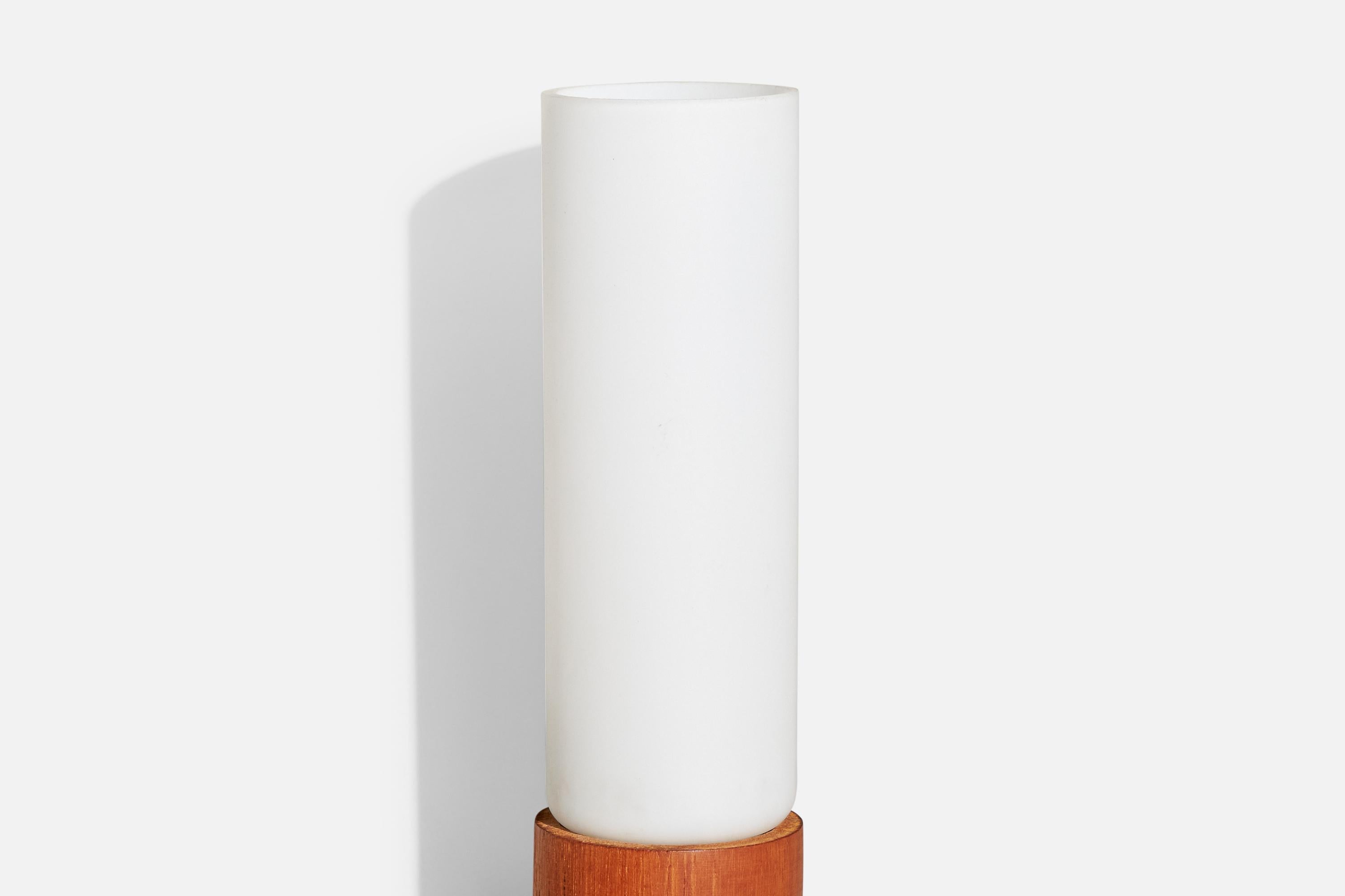 Swedish Designer, Wall Light, Brass, Teak, Glass, Sweden, 1950s For Sale 2