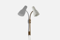 Swedish Designer, Wall Light, Brass, Metal, Sweden, c. 1950s