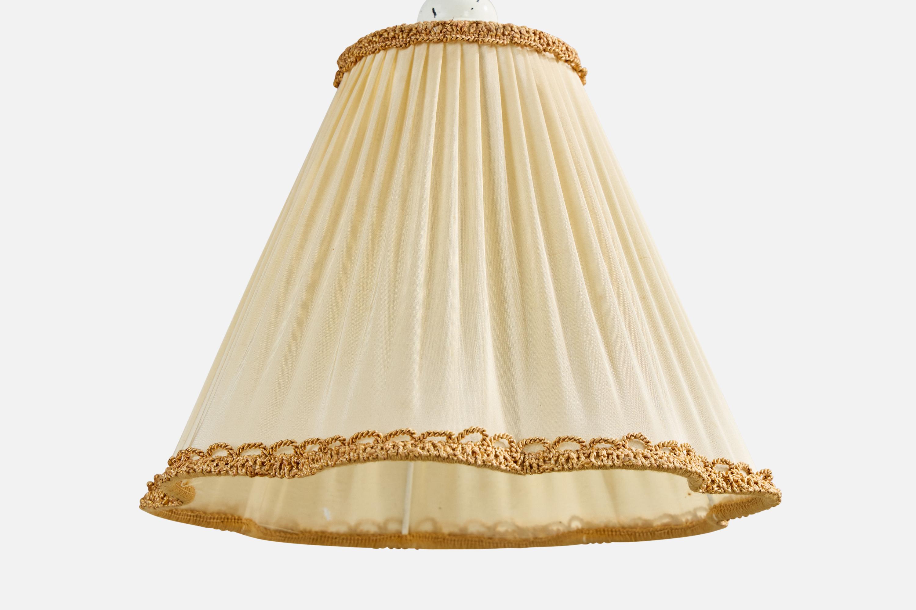 Designer svedese, lampada da parete, ottone, legno, tessuto, Svezia, anni '40 in vendita 2