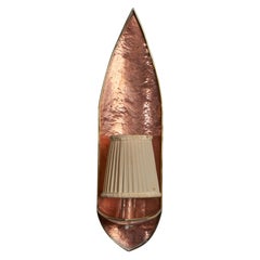 Lampada da parete di design svedese, rame, tessuto, Svezia, anni '50