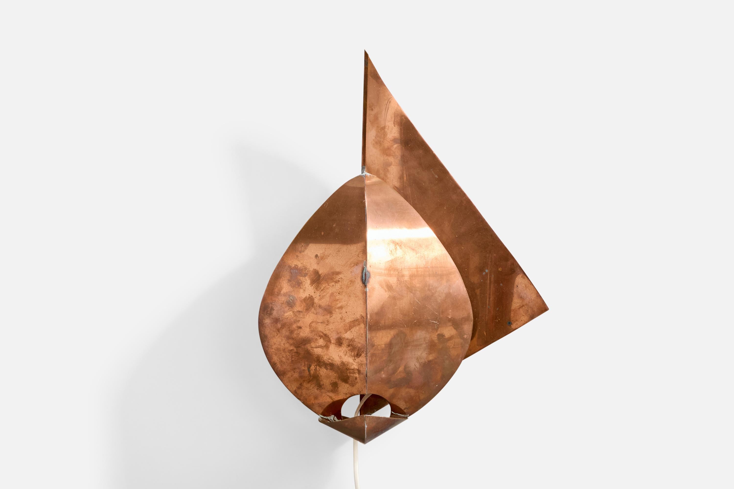 Mid-Century Modern Designer suédois, applique murale, cuivre, Suède, années 1970 en vente
