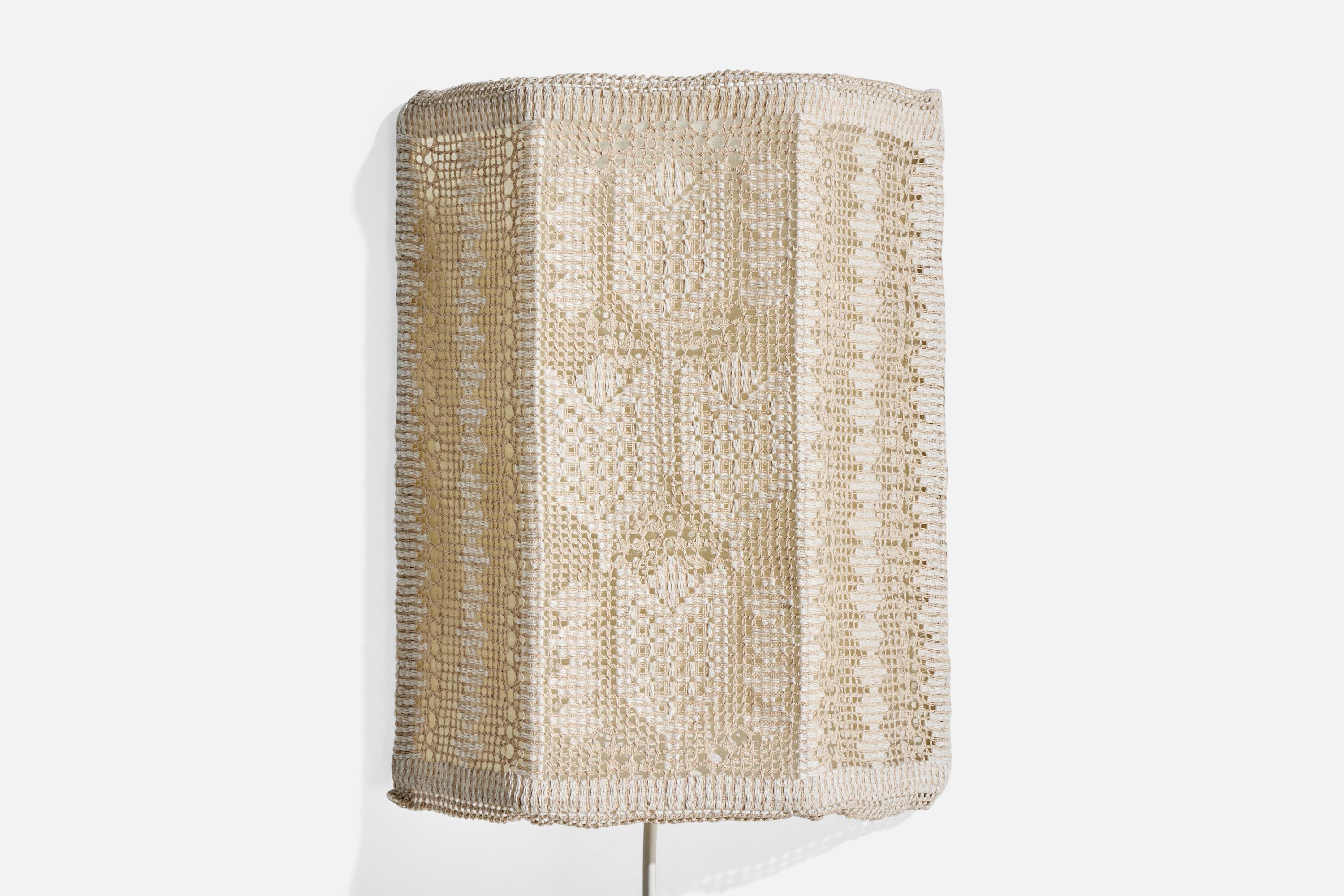 Mid-Century Modern Swedish Designer, Wall Light, Fabric, Metal, Sweden, 1960s For Sale