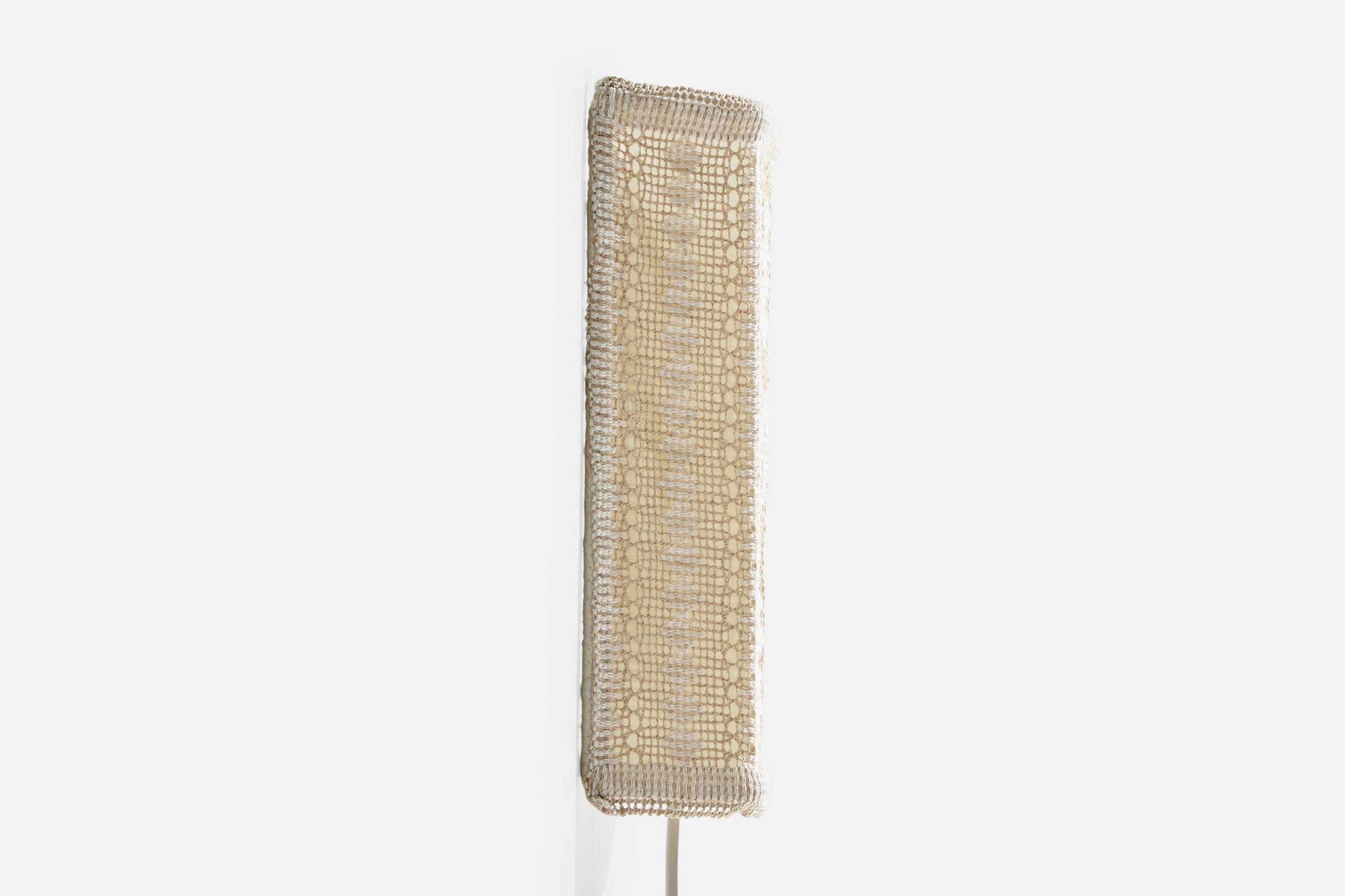 Swedish Designer, Wall Light, Fabric, Metal, Sweden, 1960s In Good Condition For Sale In High Point, NC