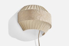 Designer suédois, applique murale, tissu, Suède, années 1960