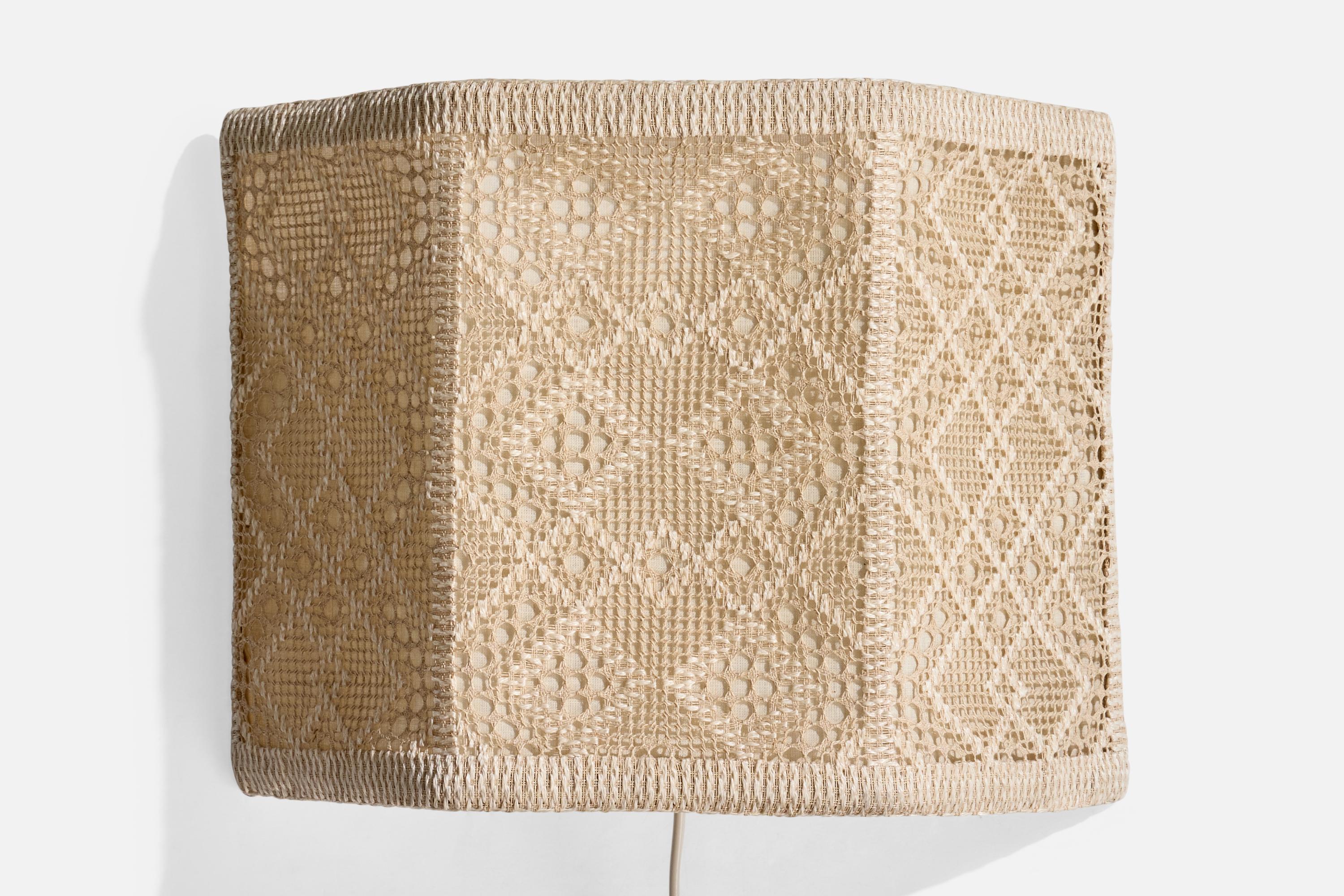 Mid-Century Modern Swedish Designer, Wall Light, Fabric, Sweden, 1960s For Sale