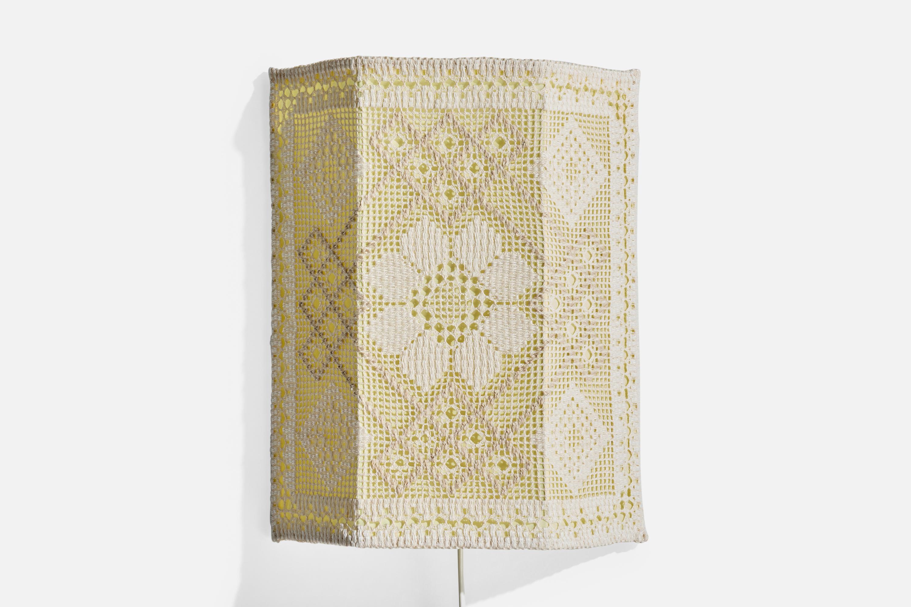 Mid-Century Modern Swedish Designer, Wall Light, Fabric, Sweden, 1960s For Sale