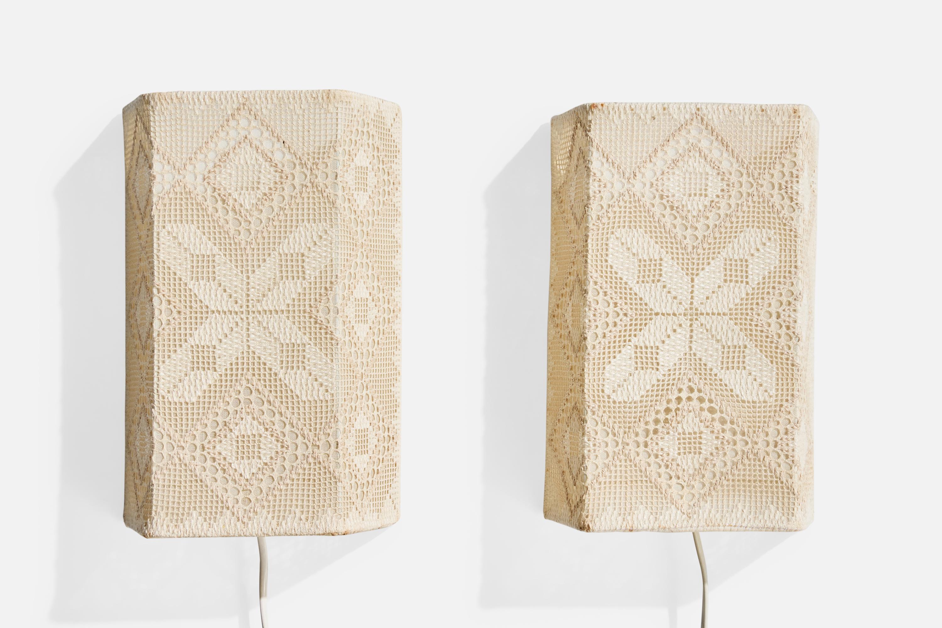 Mid-Century Modern Swedish Designer, Wall Light, Fabric, Sweden, 1960s For Sale