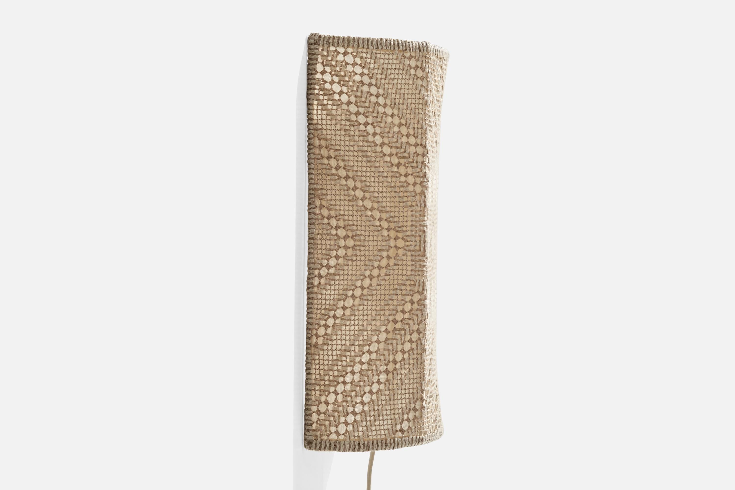 Mid-20th Century Swedish Designer, Wall Light, Fabric, Sweden, 1960s For Sale