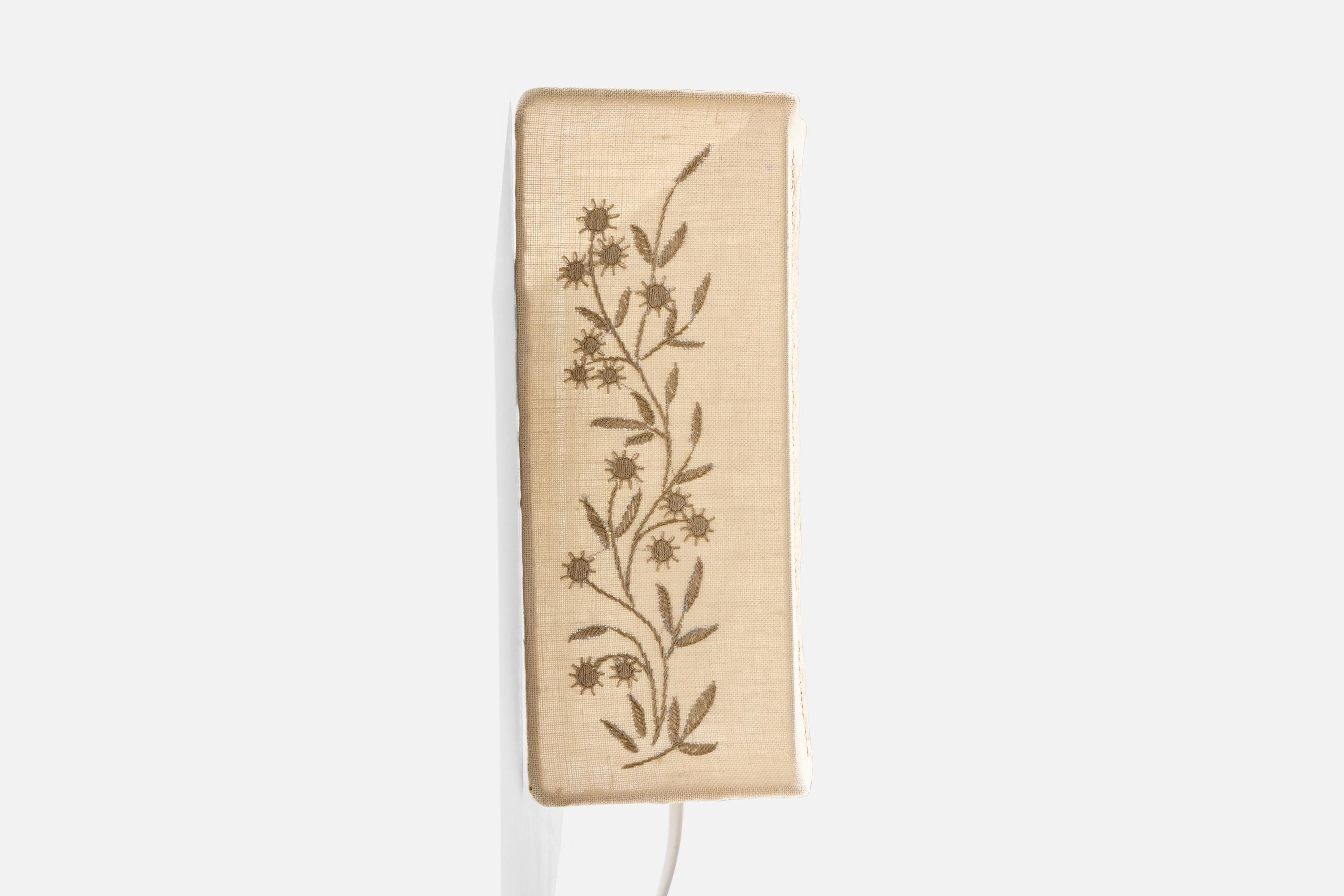 Swedish Designer, Wall Light, Fabric, Sweden, 1960s In Good Condition For Sale In High Point, NC