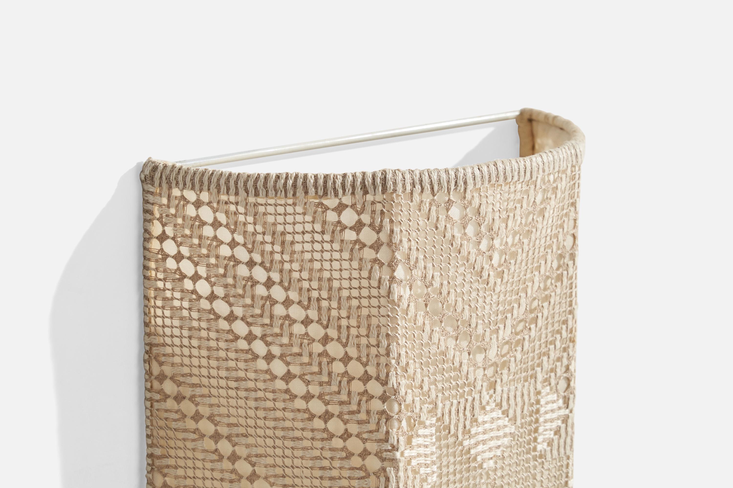 Swedish Designer, Wall Light, Fabric, Sweden, 1960s For Sale 1