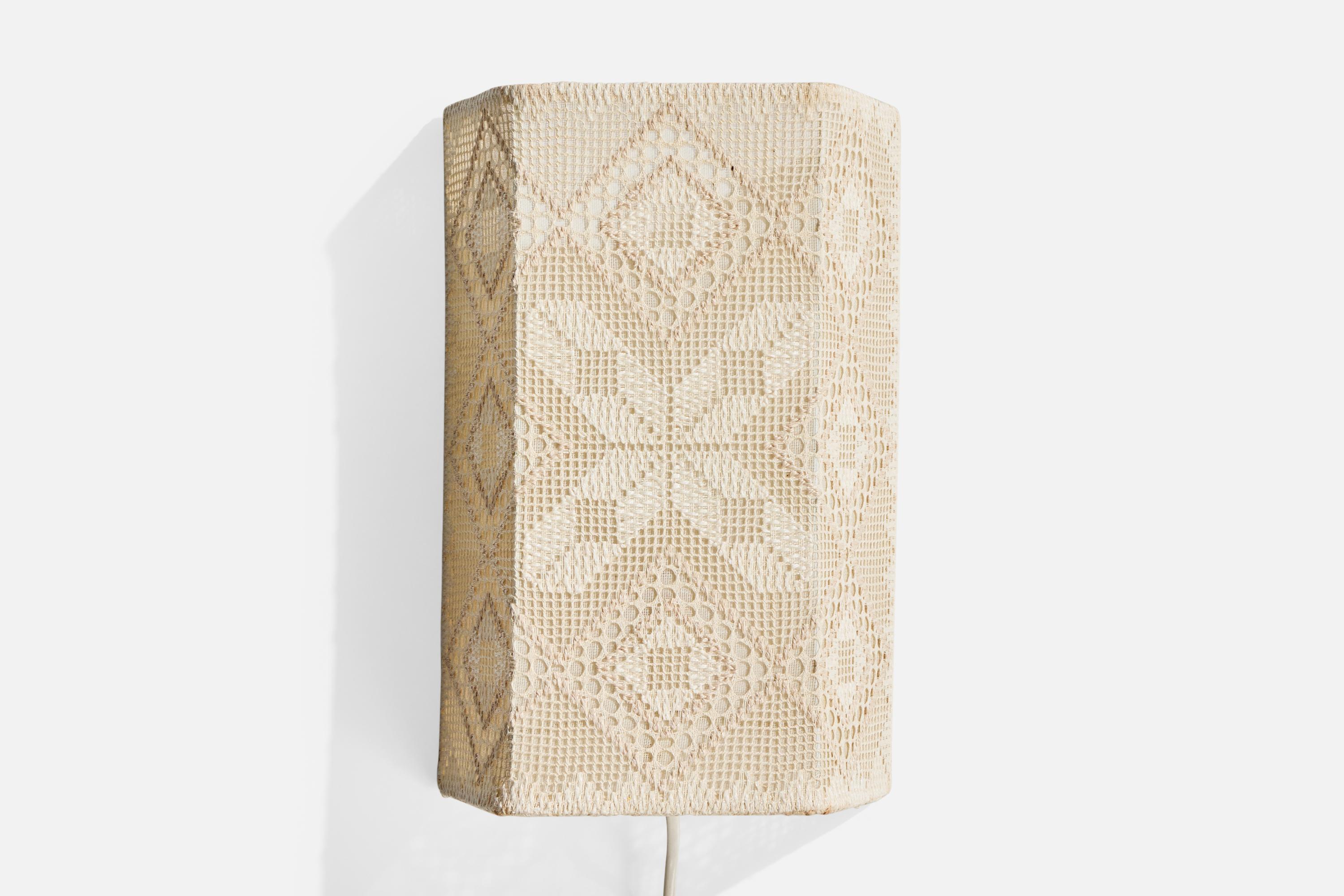 Mid-20th Century Swedish Designer, Wall Light, Fabric, Sweden, 1960s For Sale