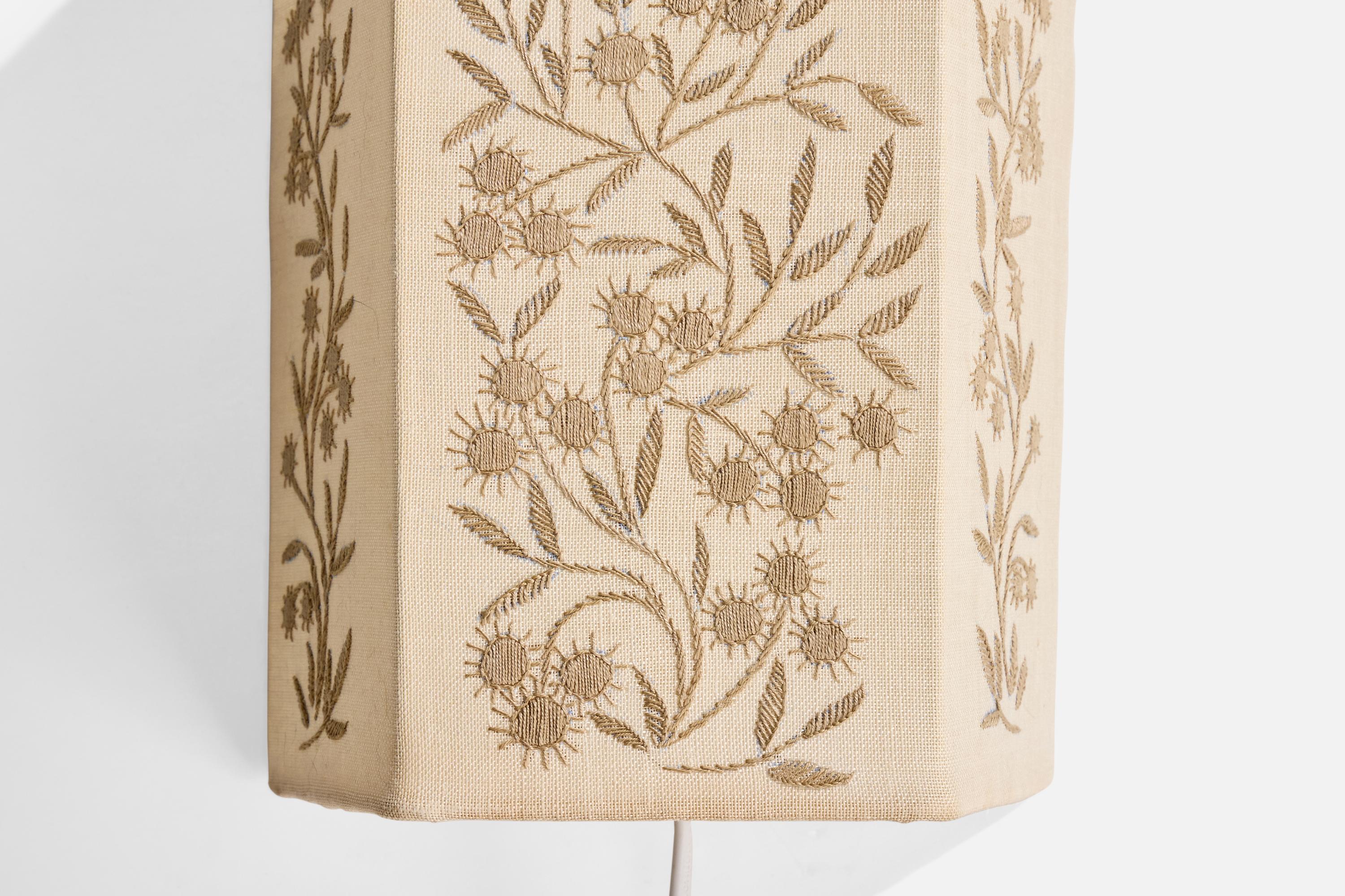Swedish Designer, Wall Light, Fabric, Sweden, 1960s For Sale 2