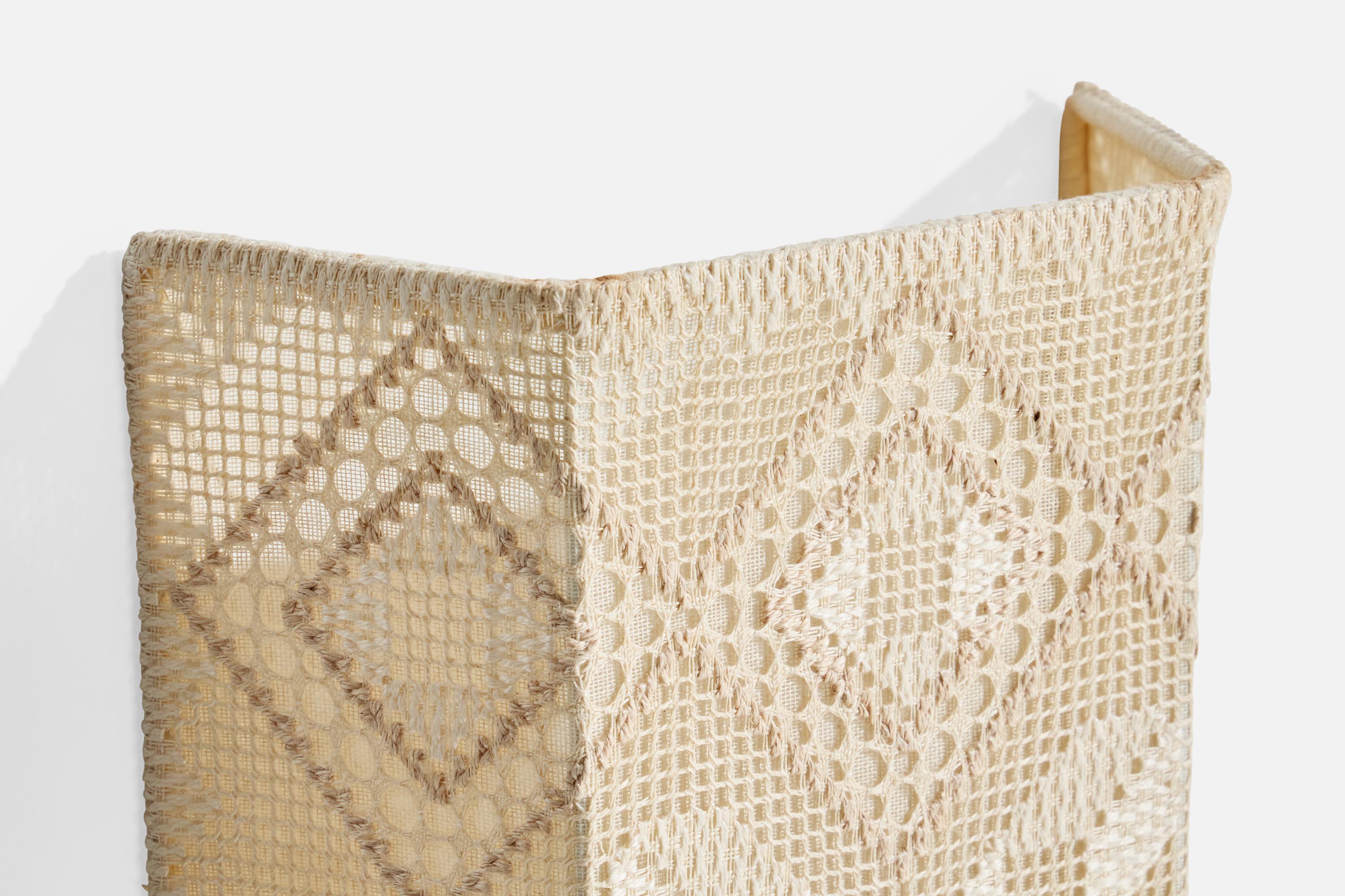 Swedish Designer, Wall Light, Fabric, Sweden, 1960s For Sale 3