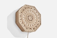 Swedish Designer, Wall Light, Fabric, Wood, Sweden, 1960s