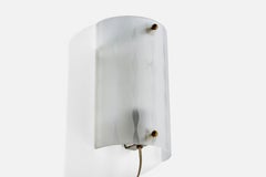Swedish Designer, Wall Light, Glass, Brass, Sweden, 1930s