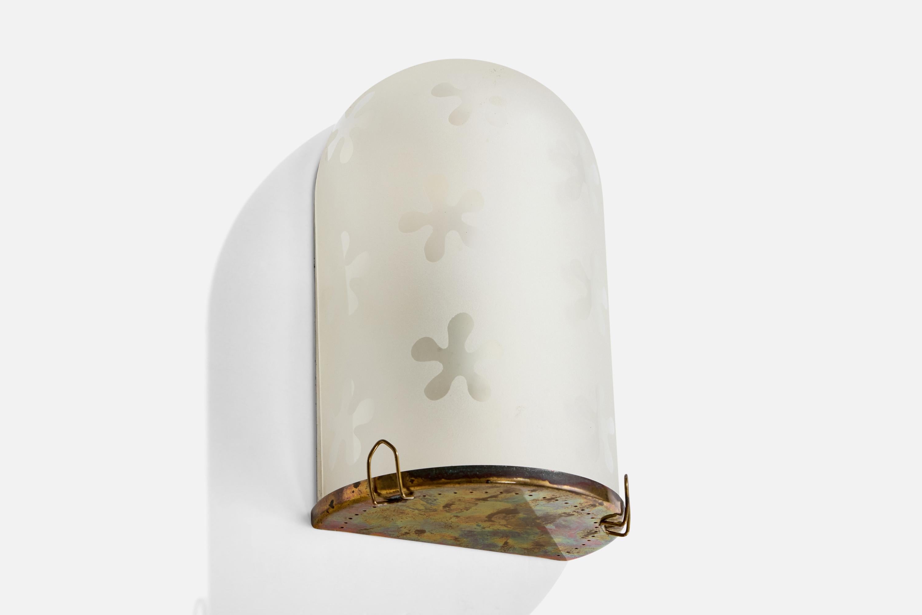 Scandinave moderne Design suédois, applique, verre, laiton, années 1930 en vente