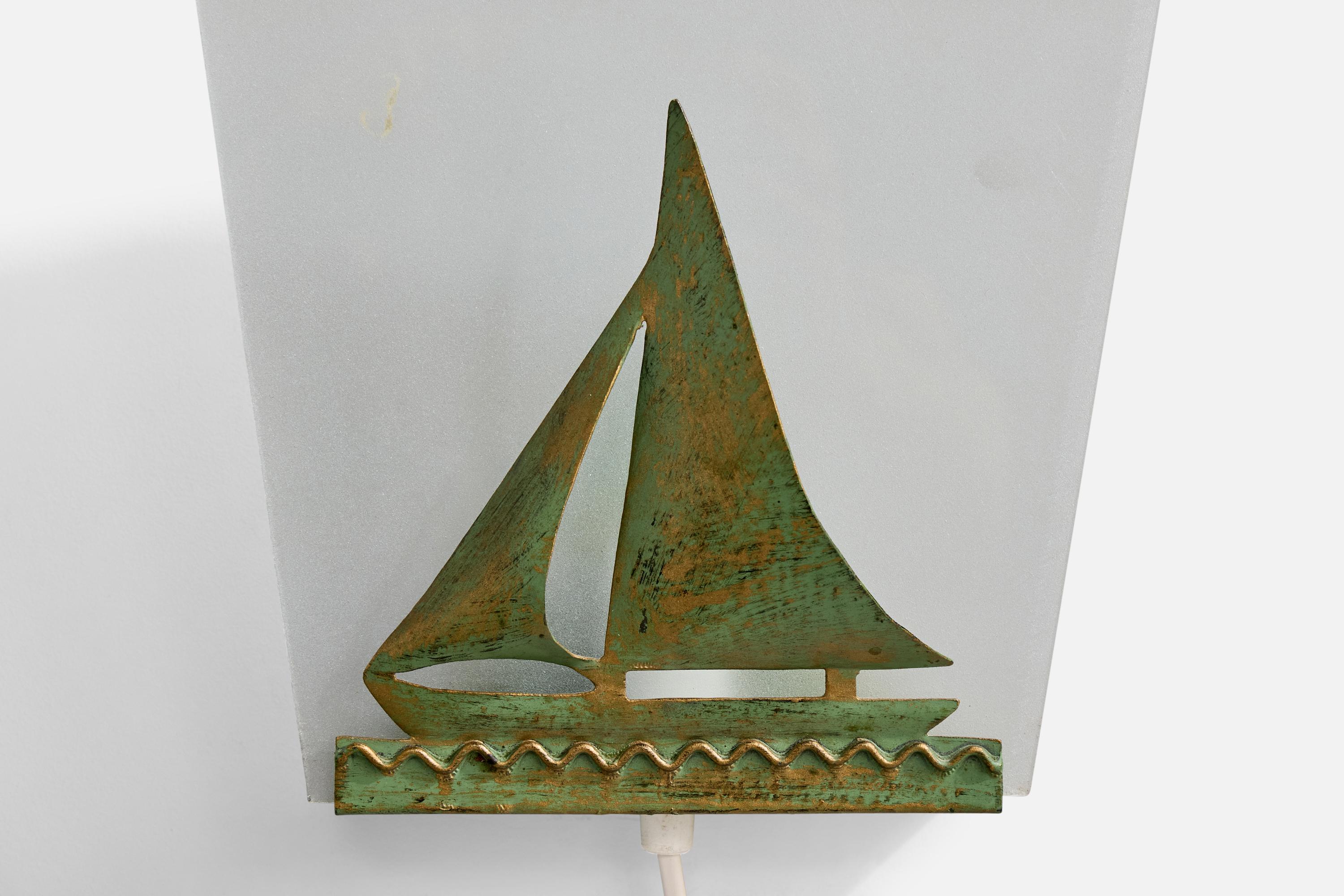 Diseñador sueco, Aplique, Cristal, Latón, Suecia, Años 30 mediados del siglo XX en venta
