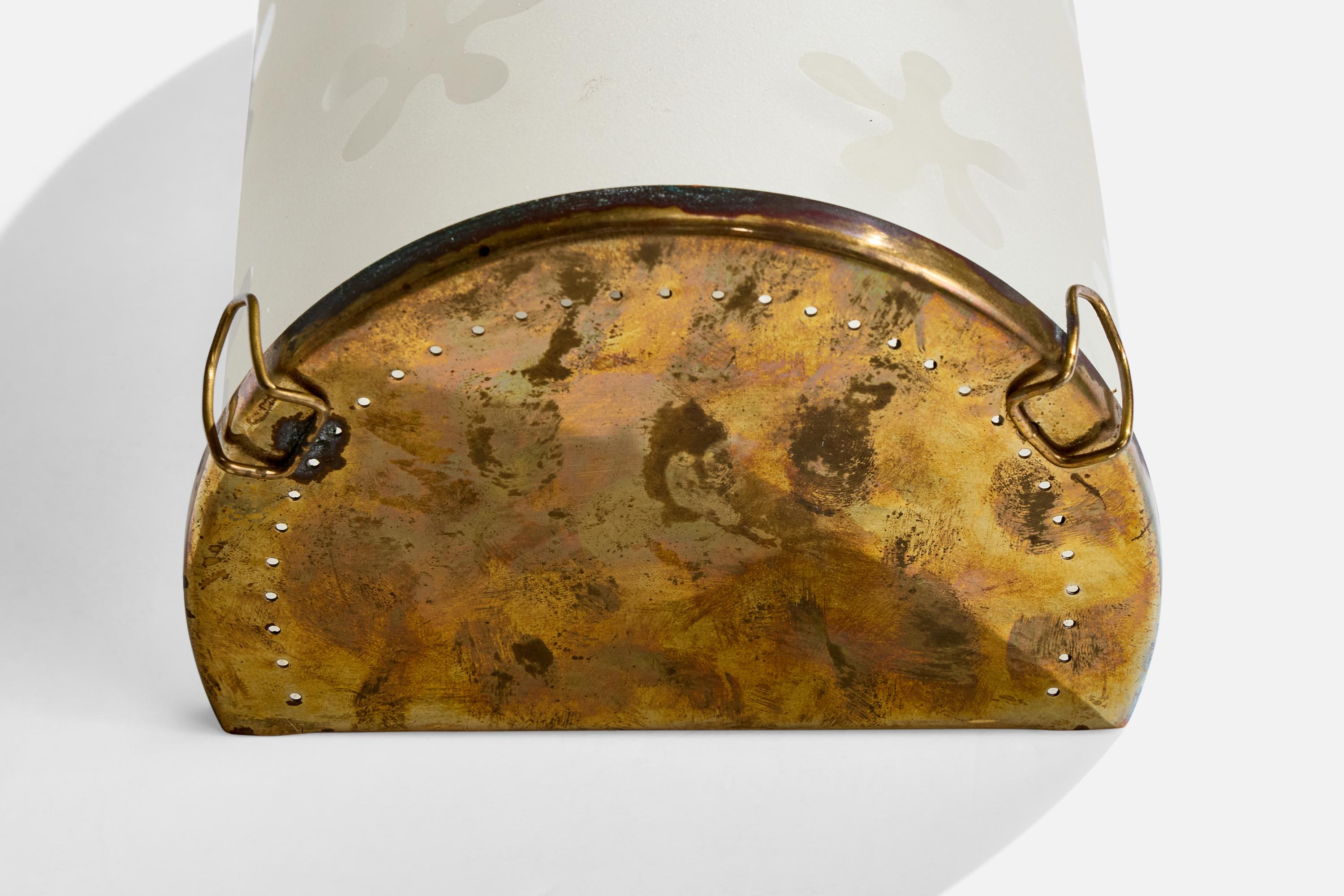 Laiton Design suédois, applique, verre, laiton, années 1930 en vente