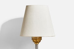 Schwedische Designerin, Wandleuchte, Eisen, Messing, Stoff, Schweden, 1960er Jahre