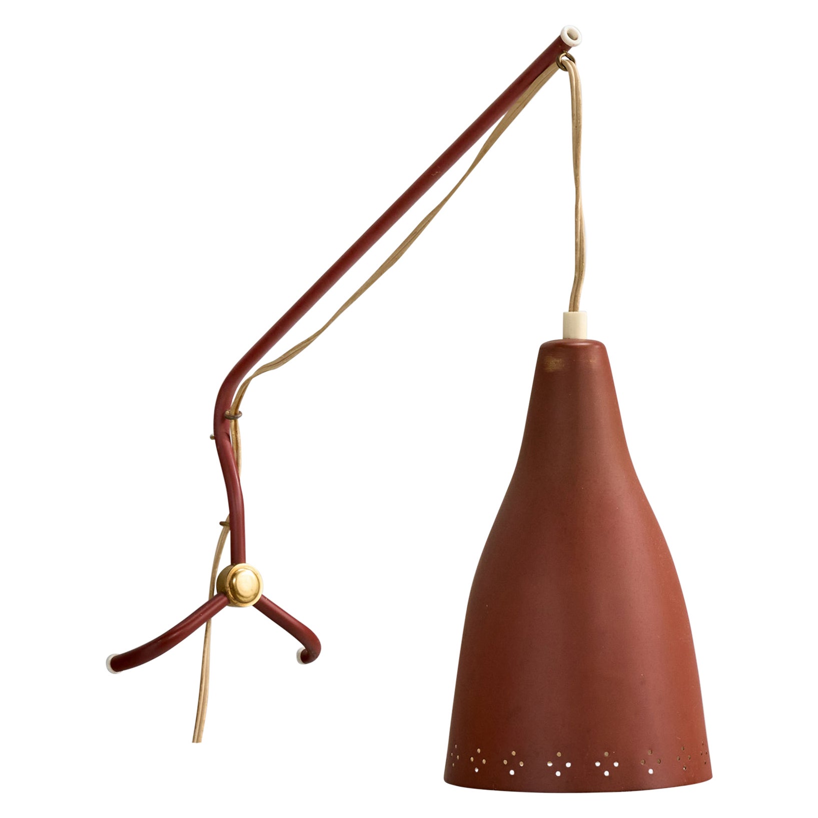 Designer suédois, applique murale, métal, laiton, Suède, années 1950 en vente