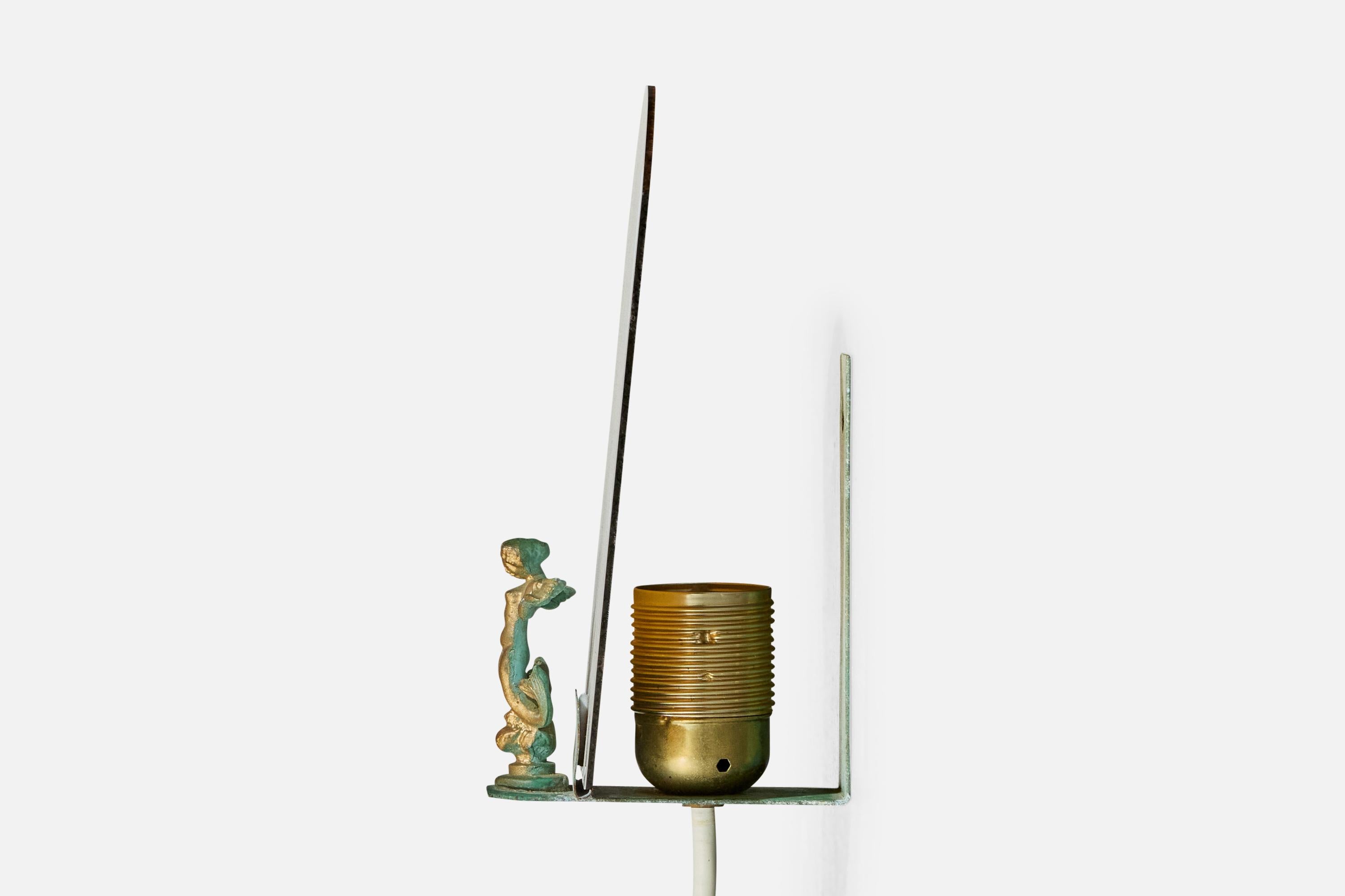 Diseñador sueco, aplique, metal, cristal, Suecia, años 30 Sueco en venta