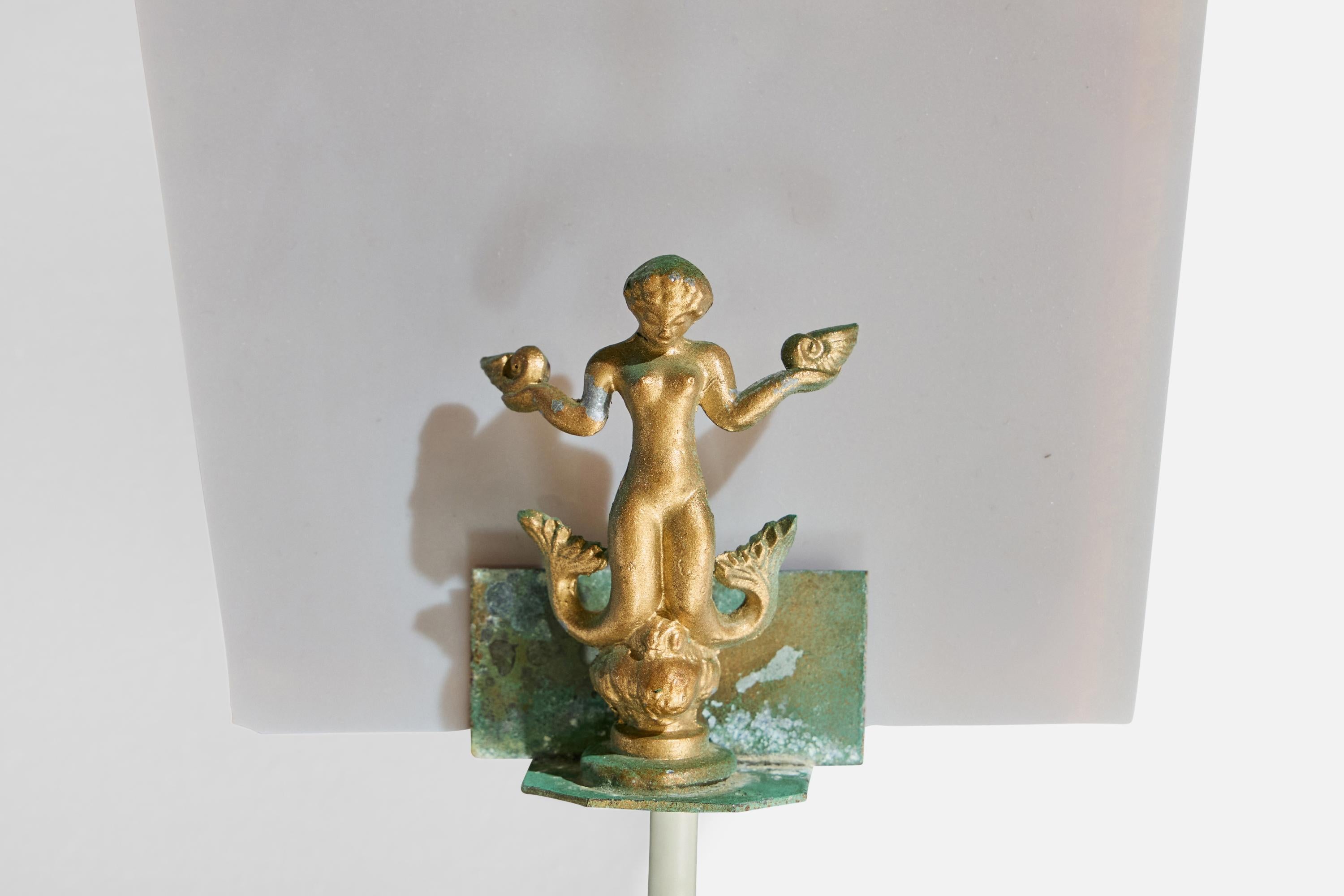 Diseñador sueco, aplique, metal, cristal, Suecia, años 30 mediados del siglo XX en venta