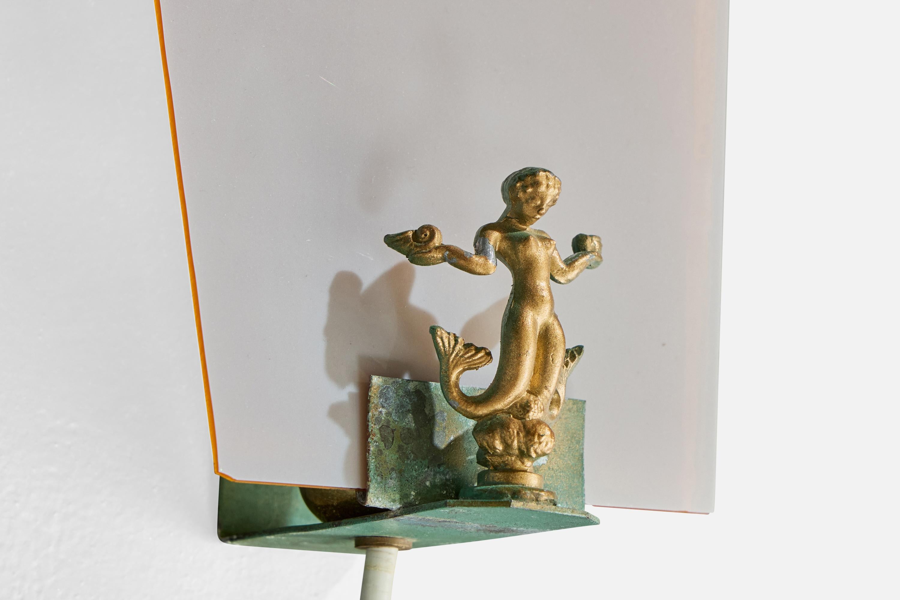 Diseñador sueco, aplique, metal, cristal, Suecia, años 30 Metal en venta