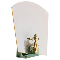 Diseñador sueco, aplique, metal, cristal, Suecia, años 30