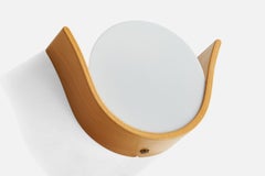 Swedish Designer, Wall Light, Oak, Acrylic, Brass, Sweden, 1970s