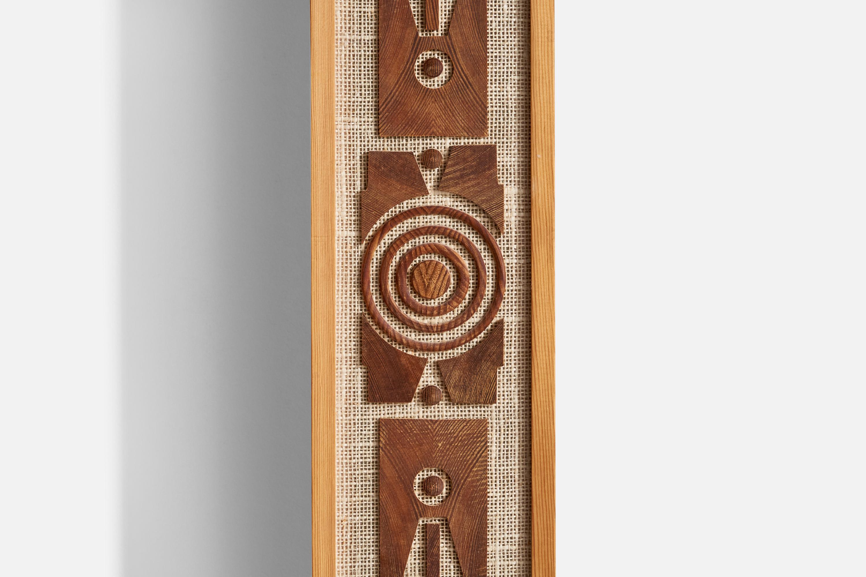 Toile de jute Designer suédois, applique murale, pin, broussin, Suède, 1970 en vente