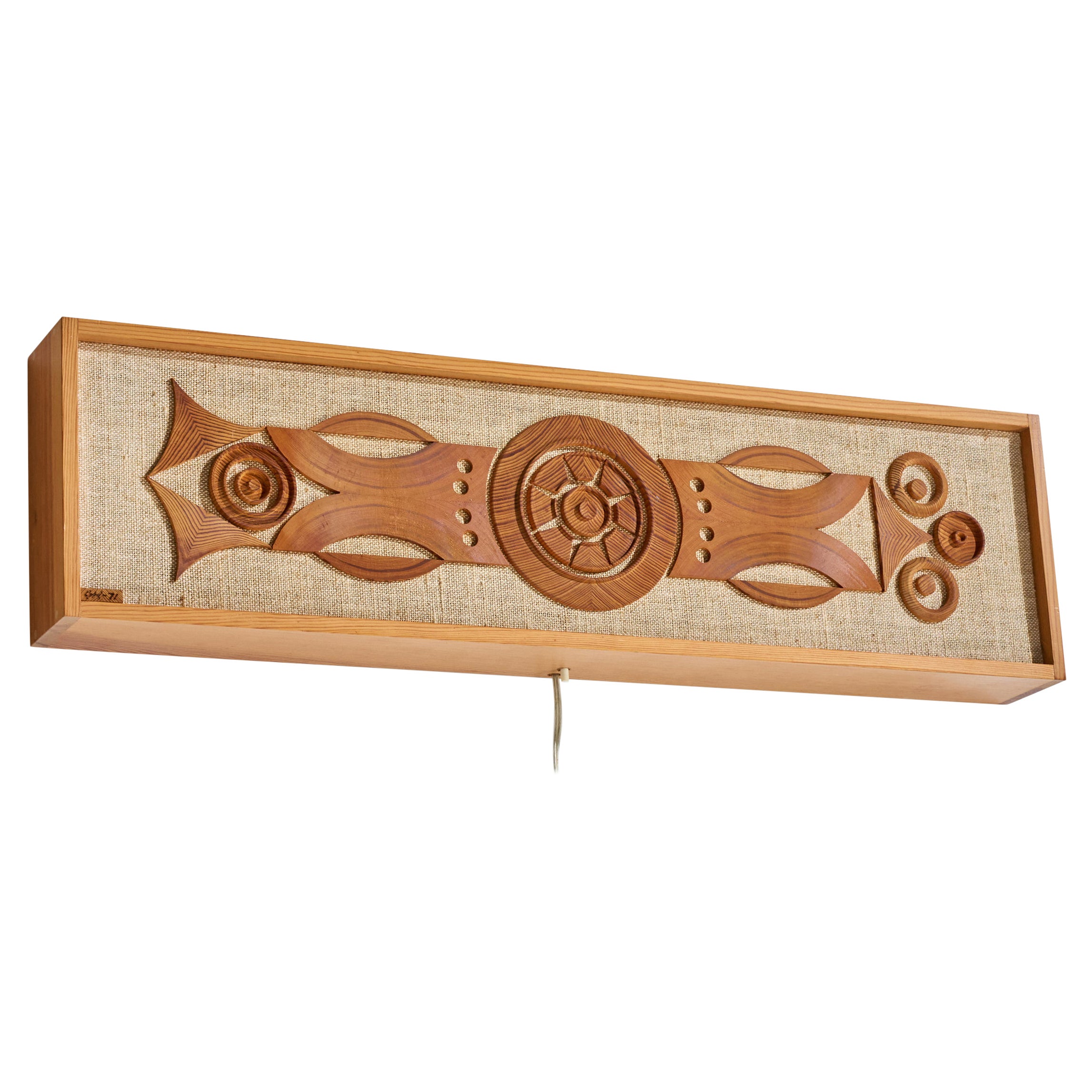 Designer suédois, applique murale, pin, broussin, Suède, 1970