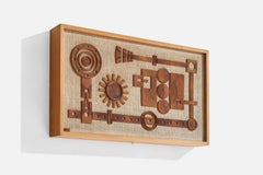 Schwedische Designerin, Wandleuchte, Kiefernholz, Sackleinen, Schweden, 1971