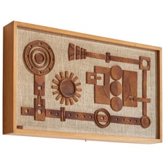 Swedish Designer, Wall Light, Pine, Burlap, Sweden, 1971