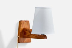 Swedish Designer, Wall Light, Pine, Fabric, Sweden, 1940s
