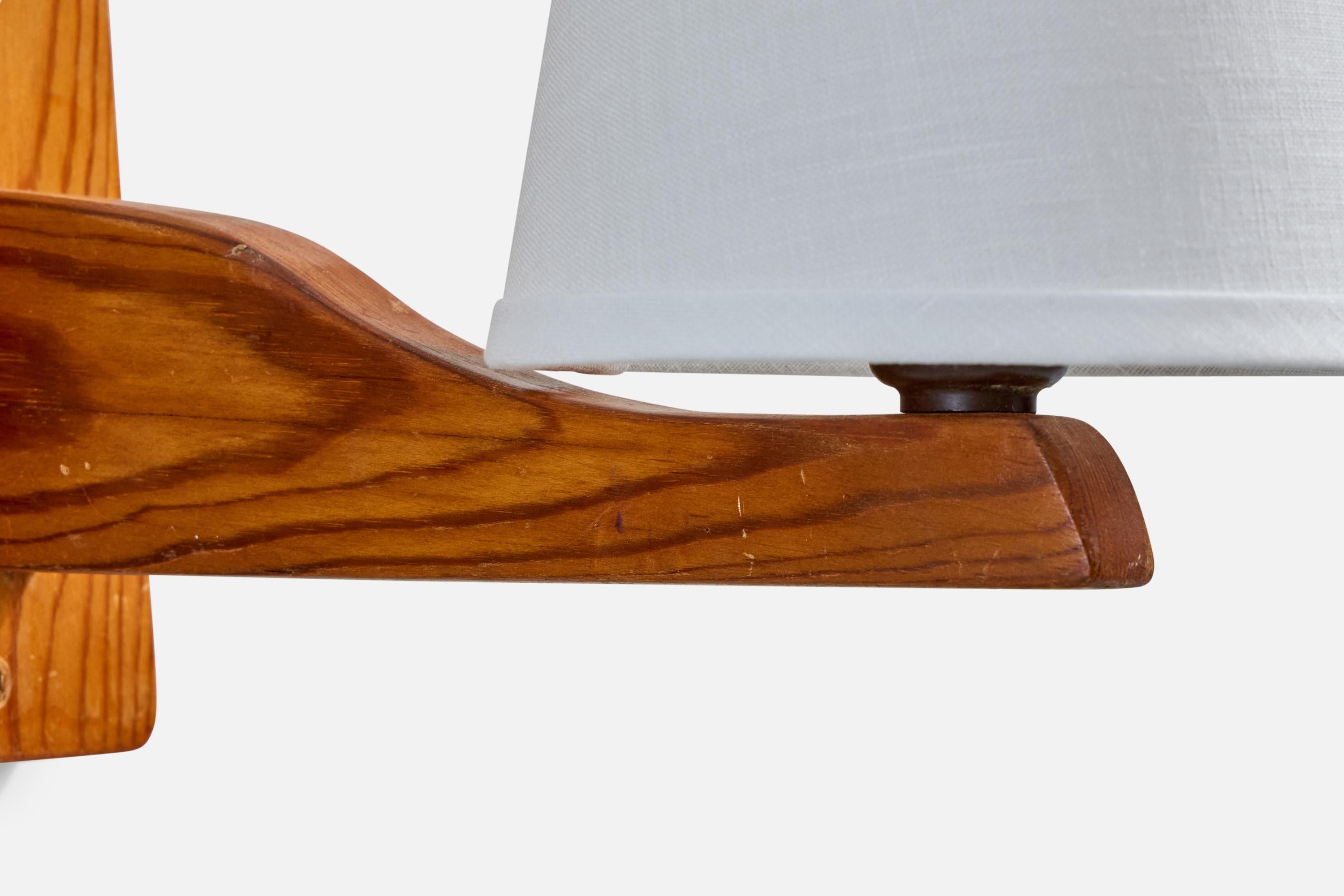 Swedish Designer, Wall Light, Pine, Fabric, Sweden, 1940s For Sale 1
