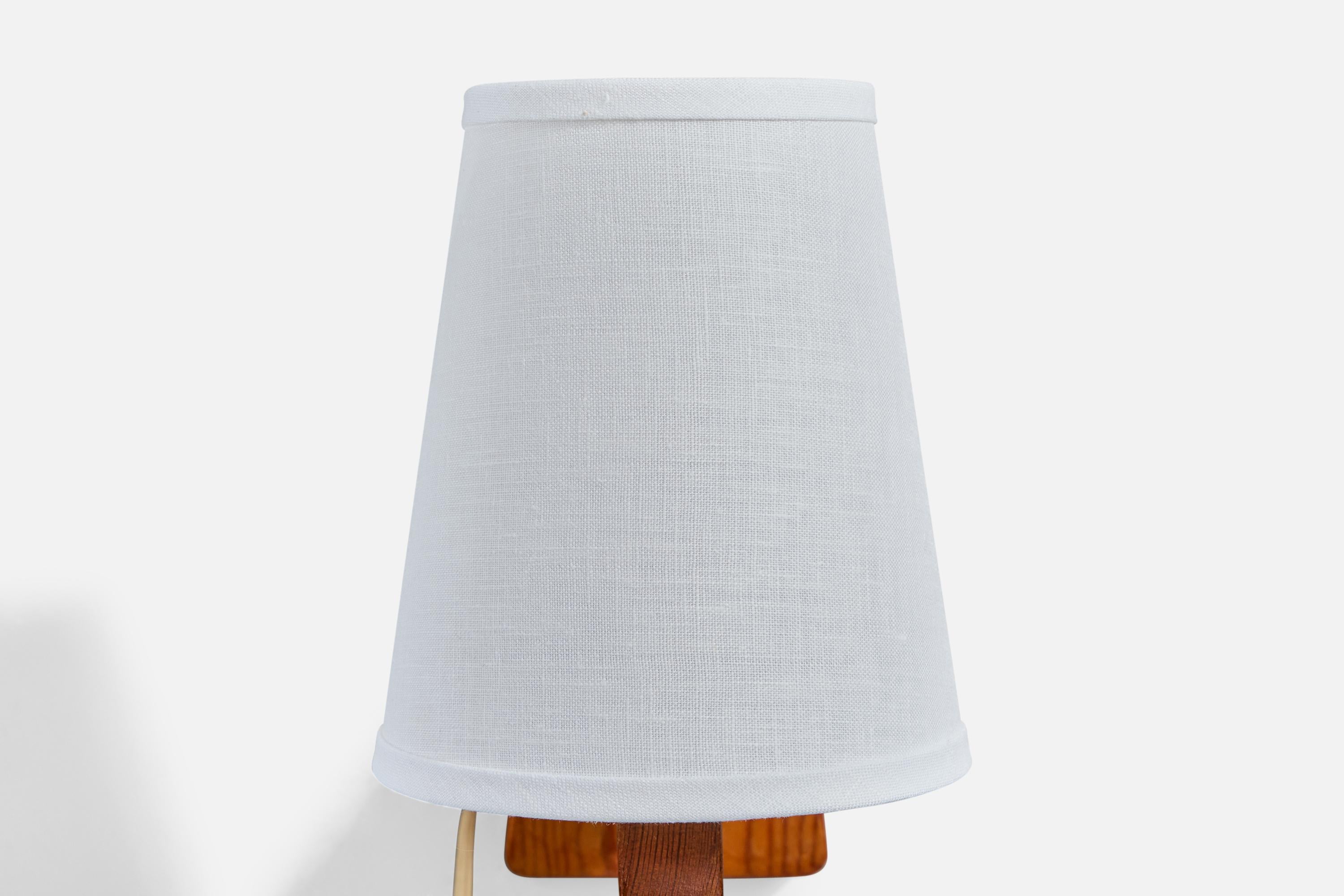 Swedish Designer, Wall Light, Pine, Fabric, Sweden, 1940s For Sale 2