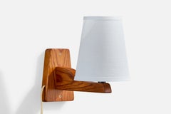 Swedish Designer, Wall Light, Pine, Fabric, Sweden, 1940s