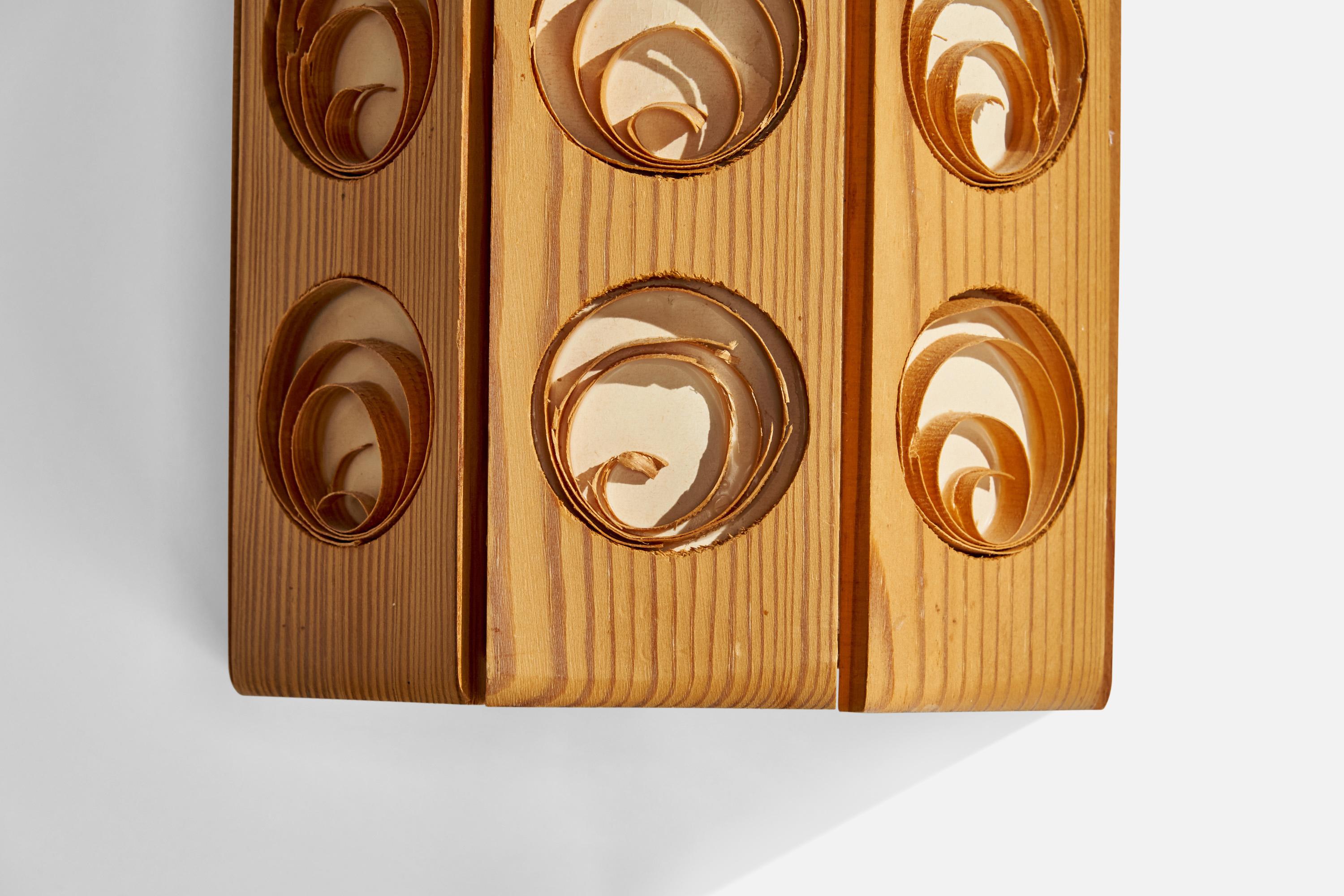 Schwedische Designerin, Wandleuchte, Kiefernholz, Stoff, Schweden, 1970er Jahre im Angebot 2