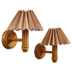 Swedish Designer, Wall Light, Pine, Fabric, Sweden, 1970s