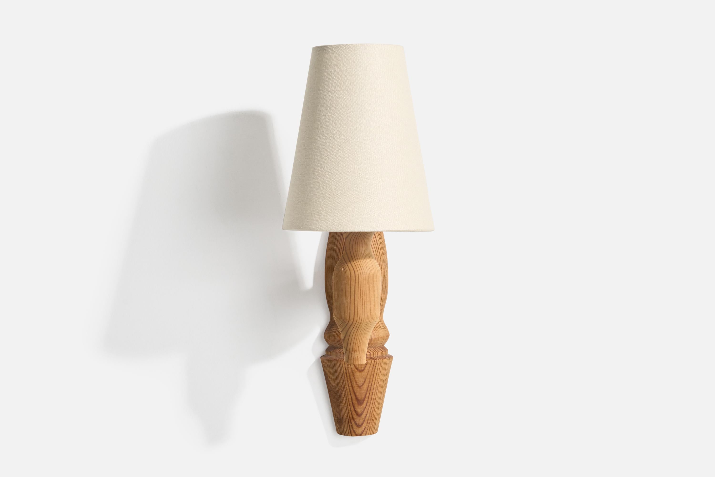 Mid-Century moderno Designer svedese, lampada da parete, pino, tessuto, Svezia, anni '70 ca. in vendita