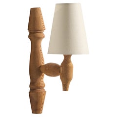 Swedish Designer, Wall Light, Pine, Fabric, Sweden, c. 1970s