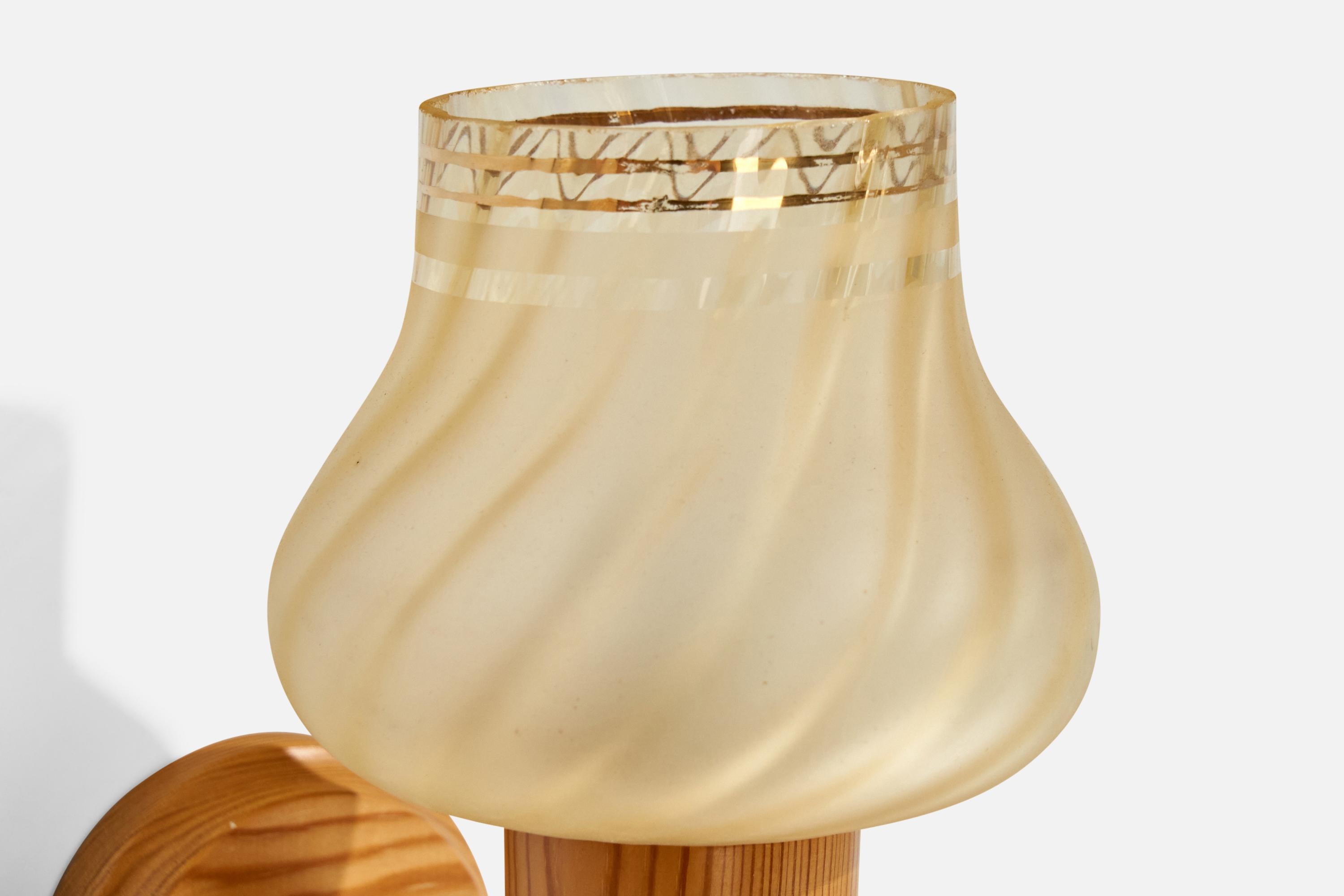 Design suédois, applique, pin, verre, Suède, années 1970 en vente 1