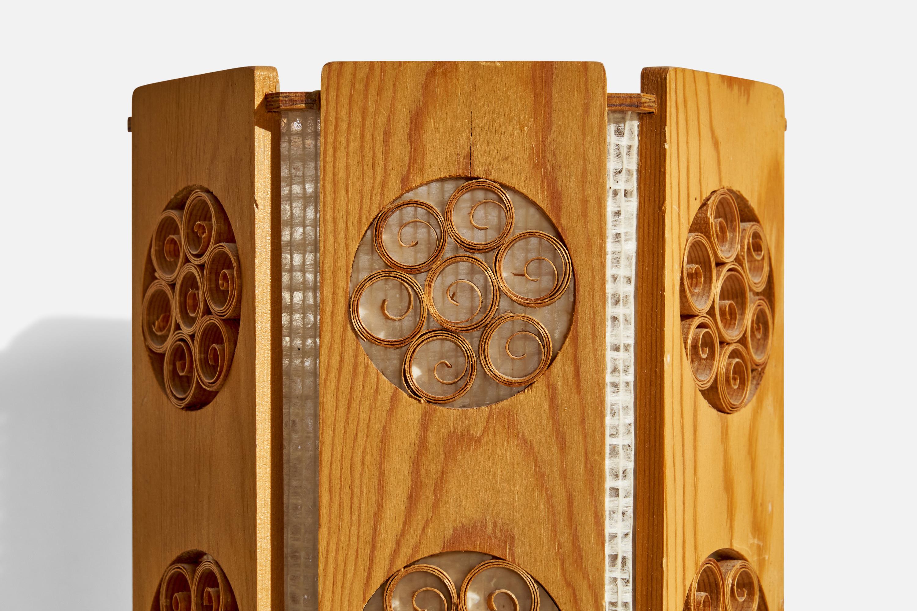 Schwedische Designerin, Wandleuchte, Kiefernholz, Jute, Schweden, 1970er Jahre im Angebot 2