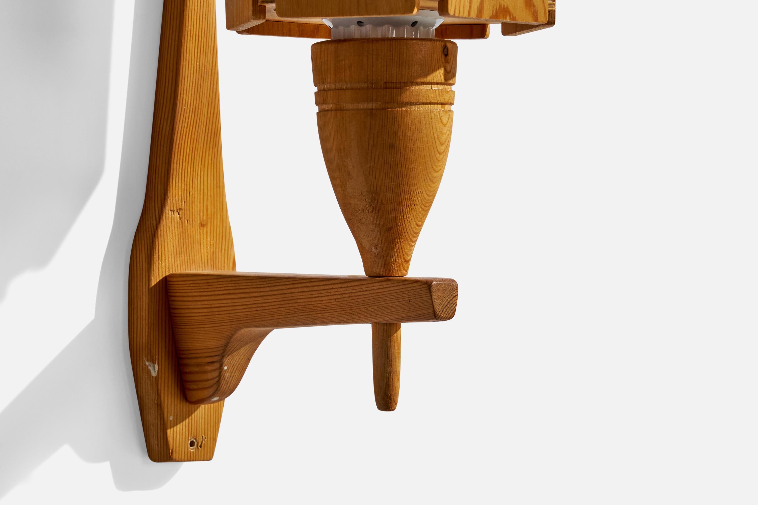 Schwedische Designerin, Wandleuchte, Kiefernholz, Jute, Schweden, 1970er Jahre im Angebot 3