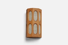 Swedish Designer, Wall Light, Pine, Raffia, Sweden, 1960s