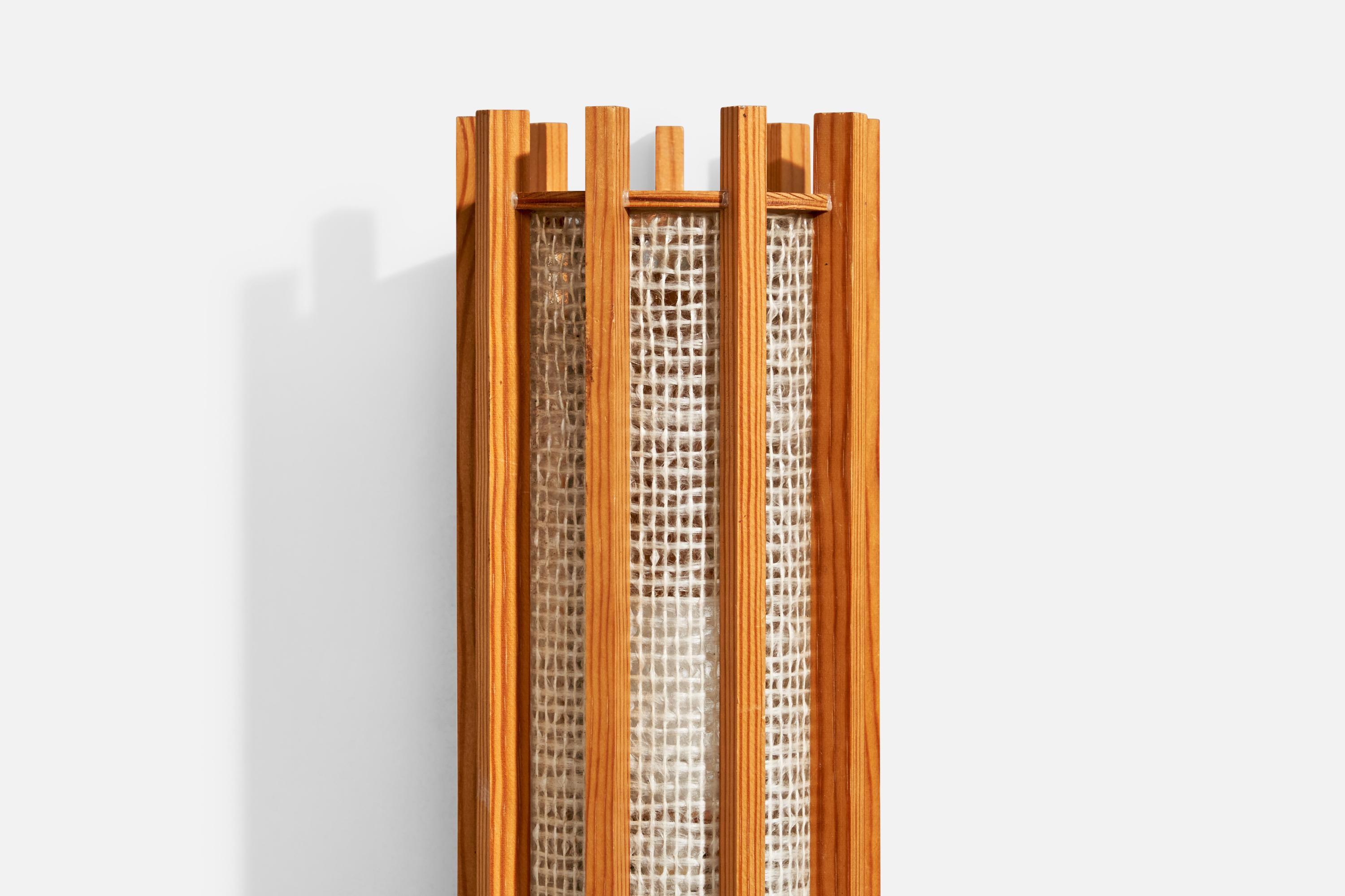 Swedish Designer, Wall Light, Pine, Raffia, Sweden, 1970s 2